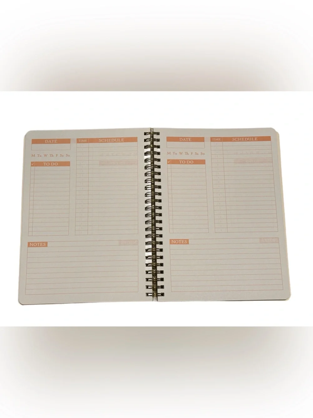 📓 Pink & Tan Spiral Daily Planner Notebook Journal, Geometric Forest Vibes 🌱🖤🌱